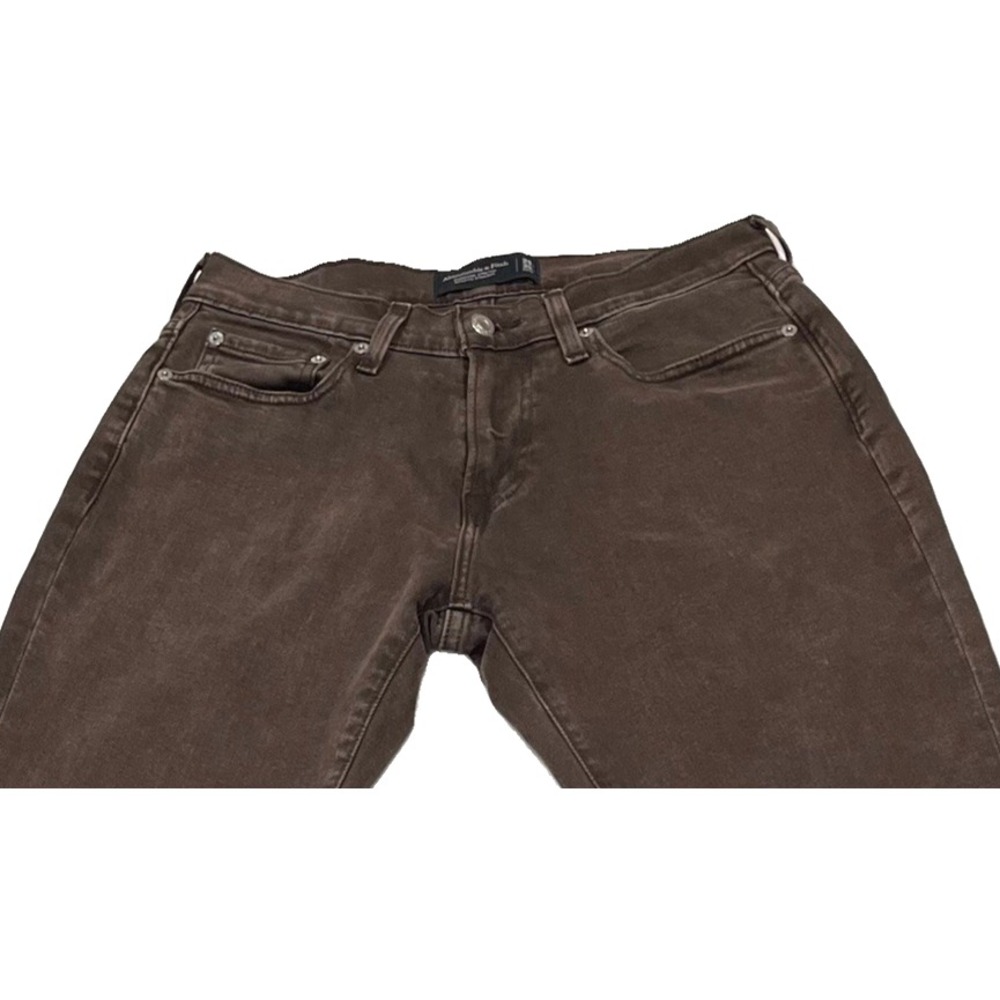 Abercrombie & Fitch Mens 29x30 Signature Stretch Athletic Straight Brown Jeans - Picture 2 of 7